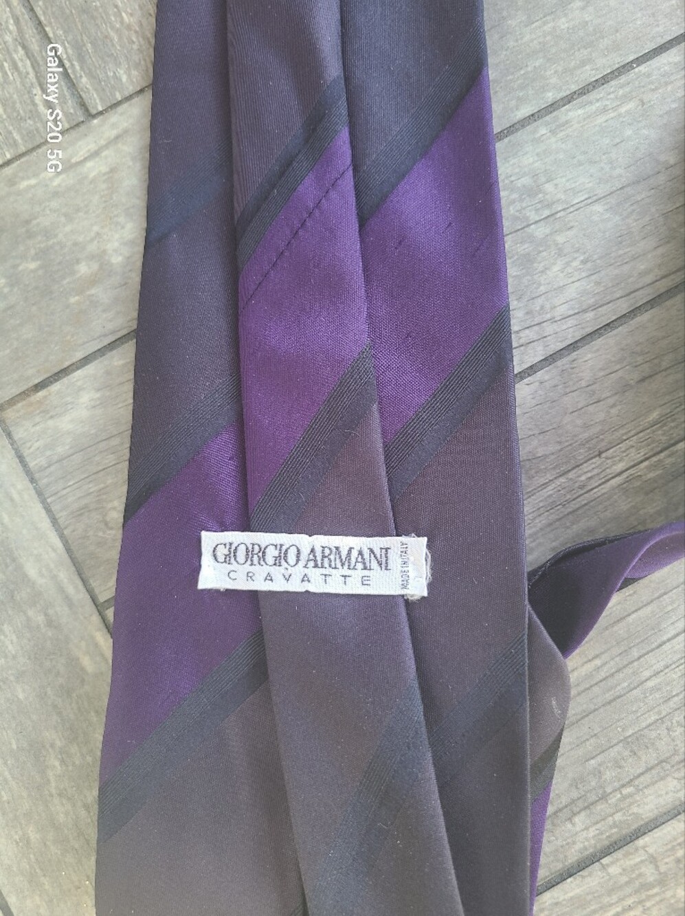 Giorgio Armani Purple and Black Diagonal Stripe Silk Tie